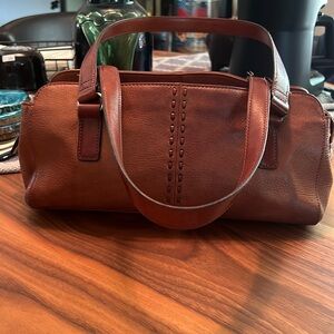 FOSSIL Cognac leather brown tooled shoulder bag,  very good used condition